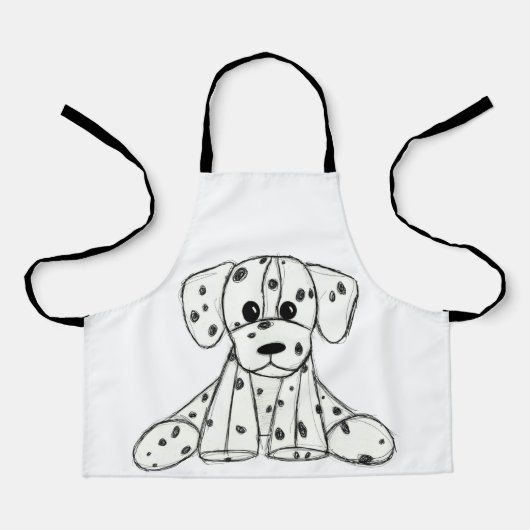 Simpele zwarte omtrektekening van een Dalmatische Schort (Voorkant)