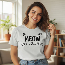 Simpelweg Miauw Mopshond Gezicht voor Katachtige T-shirt