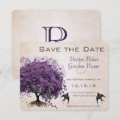 Simpelweg Perzik Paarse Hartblad Boom Bewaar de Da Save The Date (Voorkant / Achterkant)