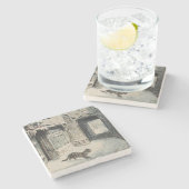 Simpkin the Cat Goes Out (van Beatrix Potter) Stenen Onderzetter (Zijkant)