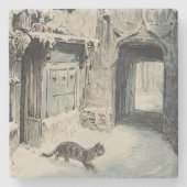 Simpkin the Cat Goes Out (van Beatrix Potter) Stenen Onderzetter (Voorkant)