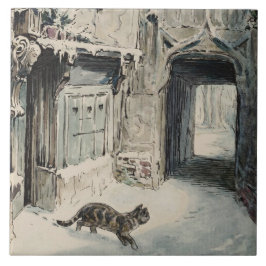 Simpkin the Cat Goes Out (van Beatrix Potter) Tegeltje