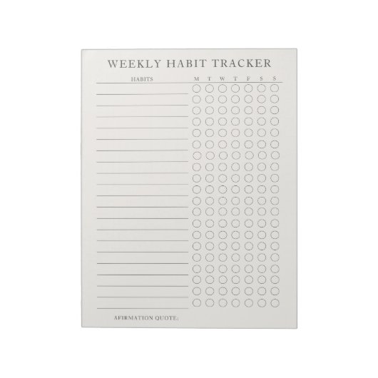 Simpl Modern Weekly Habit Tracker Tearaway Notitie Notitieblok (Linkerzijde)