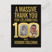 Simple 100th birthday photo black and gold  bedankkaart (Voorkant)