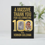 Simple 100th birthday photo black and gold  bedankkaart (Staand voorkant)