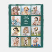 Simple 11 Photo Collage Personalized Emerald Green Fleece Deken (Voorkant)