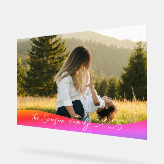 Simple 1 Photo Full Coverage - Script Text Overlay Acryl Bord (Hoek)