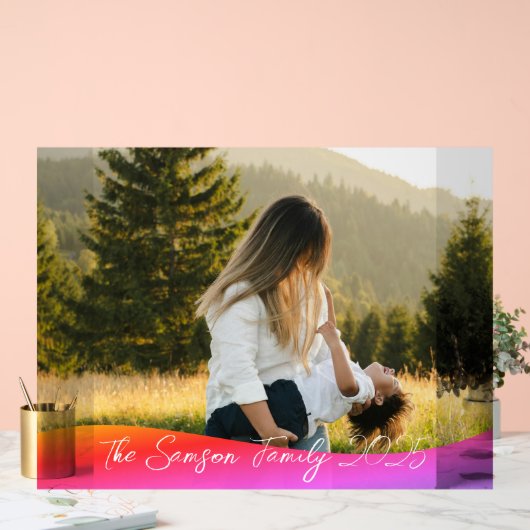 Simple 1 Photo Full Coverage - Script Text Overlay Acryl Bord (Huwelijk)