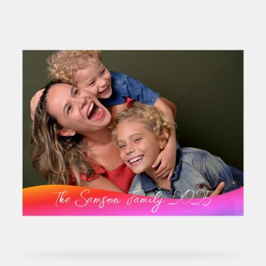 Simple 1 Photo Full Coverage - Script Text Overlay Acryl Bord (Voorkant)