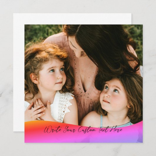 Simple 1 Photo Full Coverage - Script Text Overlay Kaart (Voorkant / Achterkant)