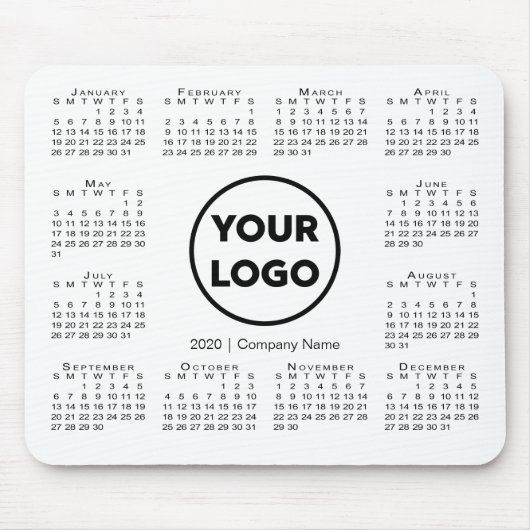 Simple 2020 Calendar Business Company Logo Muismat (Voorkant)