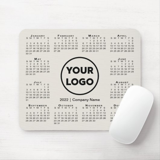 Simple 2022 Calendar Business Company Logo Beige Muismat (Met muis)