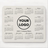 Simple 2022 Calendar Business Company Logo Beige Muismat (Voorkant)