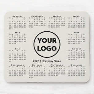 Simple 2022 Calendar Business Company Logo Beige Muismat