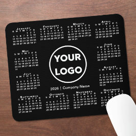 Simple 2026 Calendar Business Logo on Black Muismat