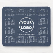 Simple 2026 Calendar Business Logo on Navy Blue Muismat (Voorkant)