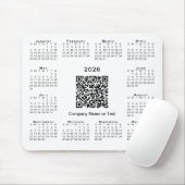 Simple 2026 Calendar Business QR Code on White Muismat (Met muis)