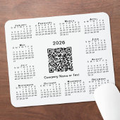 Simple 2026 Calendar Business QR Code on White Muismat