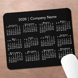 Simple 2026 Calendar Company Name on Black Muismat