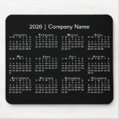 Simple 2026 Calendar Company Name on Black Muismat (Voorkant)