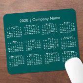 Simple 2026 Calendar Company Name on Blue-Green Muismat