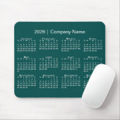 Simple 2026 Calendar Company Name on Blue-Green Muismat (Met muis)