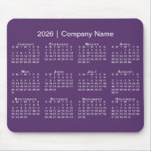Simple 2026 Calendar Company Name on Purple Muismat (Voorkant)