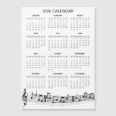 Simple 2026 Calendar with Musical Notes | Magnet (Voorkant)