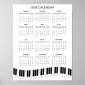 Simple 2026 Calendar with Piano Keys |  Poster (Voorkant)