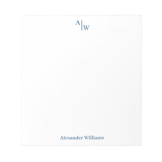 Simple 2 Monogram Initial Professional Navy Blue Notitieblok (Voorkant)