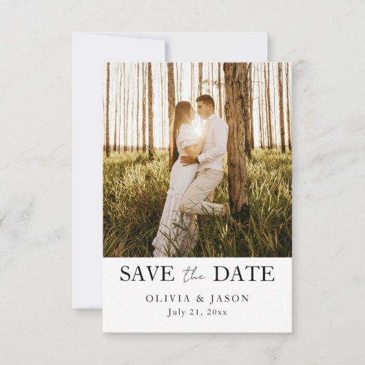 Simple 2 Photo Wedding Save the Date  (Voorkant)