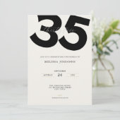 Simple 35th Birthday Invitation: Minimal Style Kaart (Staand voorkant)