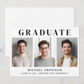 Simple 3 Photo Afstuderen Aankondiging (Voorkant / Achterkant)