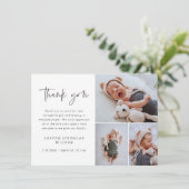Simple 3 Photo Baby Bedankkaart (Staand voorkant)