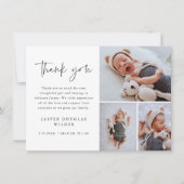 Simple 3 Photo Baby Bedankkaart (Voorkant)