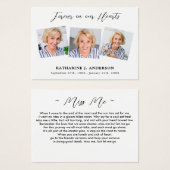 Simple 3 Photo Sympathy Memorial Prayer Kaart (Voorkant /achterkant)