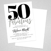 Simple 50 and Fabulous Script 50th Birthday Party Kaart