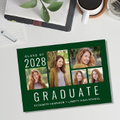 Simple 5 Photo Collage Green-Afstuderen Aankondiging