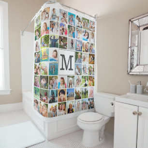 Simple 60 Photo Collage Monogram Douchegordijn