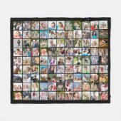 Simple 99 Photo Collage Squares Black Fleece Deken (Voorkant (Horizontaal))