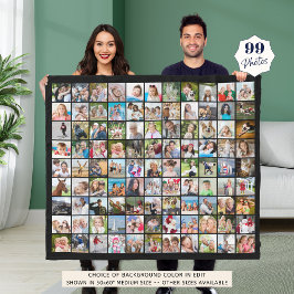 Simple 99 Photo Collage Squares Black Fleece Deken
