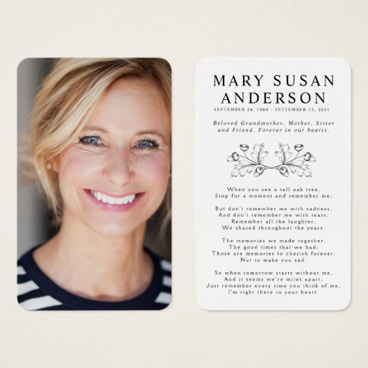 Simple Acorn Photo Memorial Kaart (Voorkant /achterkant)