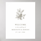 Simple Acorn & Pinecone Fall Wedding Welcome Poster (Voorkant)