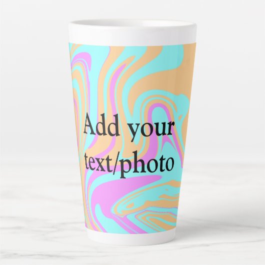 Simple acrylic pour marble add your text name cust latte mok (Voorkant)