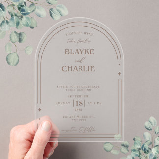Simple Acrylic wedding arch 5 x7 invitation  Acryl Uitnodigingen