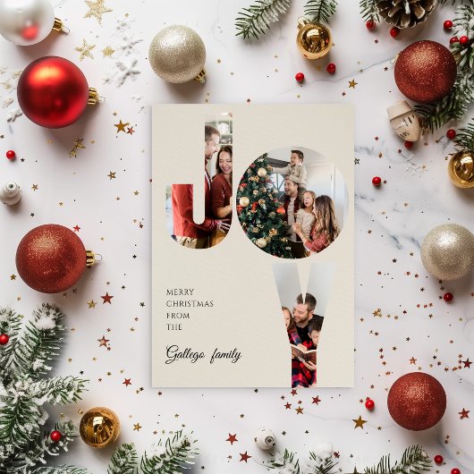 Simple Aesthetic Family Photo Christmas Card Kaart
