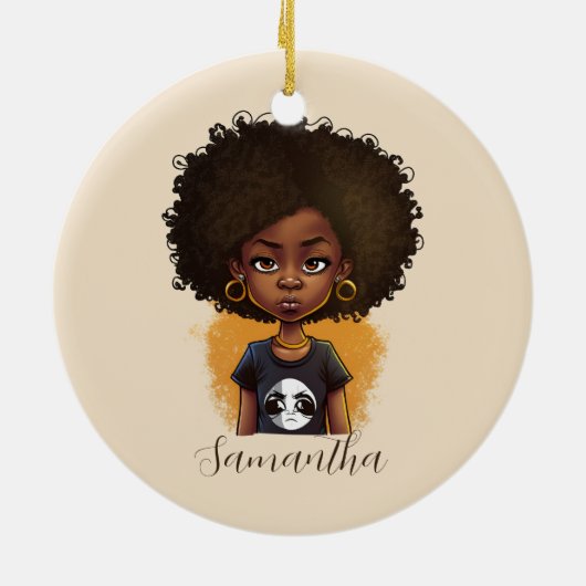 Simple Afro Woman Keramisch Ornament (Achterkant)