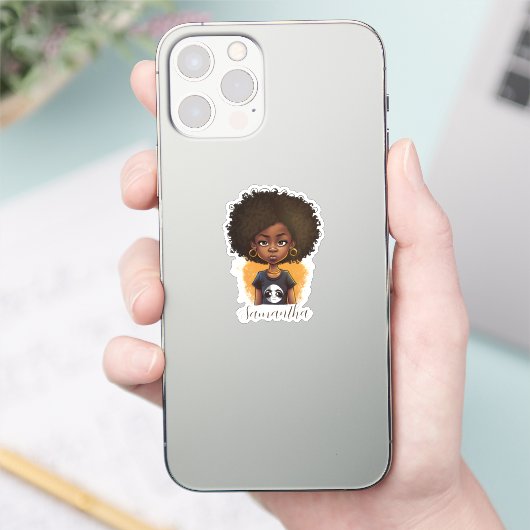 Simple Afro Woman Sticker (Telefoon)