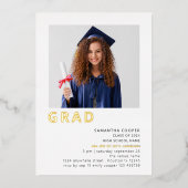 Simple Afstudeerder 2022 Photo Afstuderen White Go Folie Uitnodiging (Voorkant)