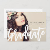 Simple Afstudeerder Script Afstuderen Aankondiging Briefkaart (Voorkant / Achterkant)